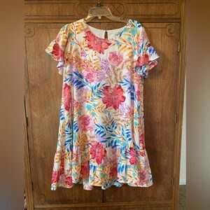 Peach Love California tropical floral dress
